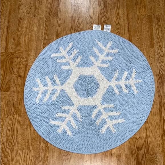 St. Nicholas Square Other - St. Nicholas Square Blue Snowflake Round Rug